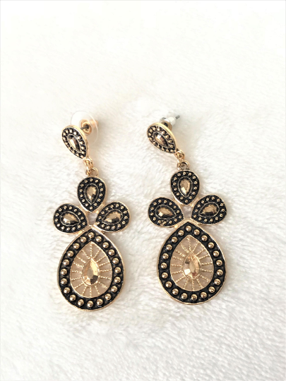 Dangle Drop Earring Black Gold - Urban Flair USA