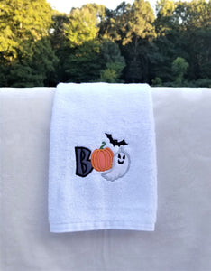 Halloween Hand Towel Applique Embroidered White Towel